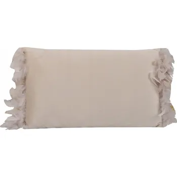 Polštář Polštář obdélníkový béžový velurový s peřím