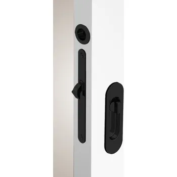 Hákový zámek pro posuvné dveře WC oválný černý matný set