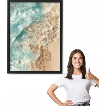 Obraz Obraz s rámem vzor VLNA MOŘE VODA černý rámeček 50x70 do kuchyně