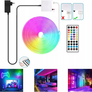 LED osvětlení NEONOVÁ LED PÁSKA 10M 60LED/m RGB OVLÁDÁNÍ APLIKACÍ Bluetooth DÁLKOVÝ OVLADAČ
