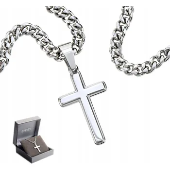 Řetízek Srebrny ŘETÍZEK Z KRZYŻYKIEM Krzyż ITALSKÝ Řetěz Náhrdelník + DÁREK