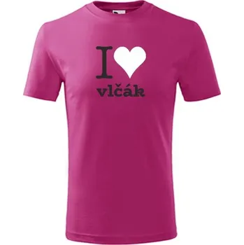 Chlapecké oblečení Purpurové dětské tričko I love vlčák - dárek pro malého pejskaře / pejskařku - barva purpurová - velikost 12let