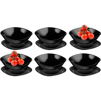 Talíř Snídaňová sada Galicja Quadro Black 12 ks