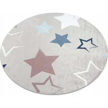 Koberec Koberec pro děti s motivem hvězd, protiskluzový, béžový, kulatý, průměr 100 cm