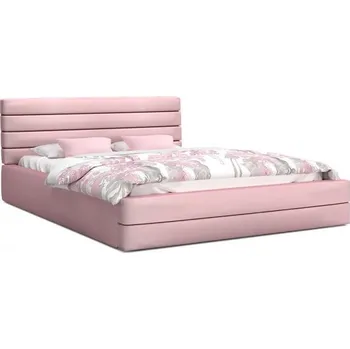 Postel Luxusní manželská postel TOPAZ růžová 160x200 semiš s kovovým roštem