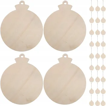 Vánoční dekorace DŘEVĚNÉ VÁNOČNÍ BAŇKY na dekoraci. Sada 36 kusů s fixy a přívěsky pro kutily.