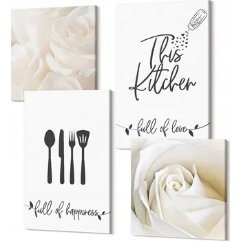 Obraz Sada 4 Obrazů na Plátně do Obývacího Pokoje Geometrické Vzory Bauhaus