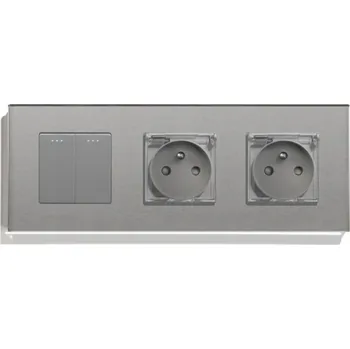 Elektrická zásuvka MECHANICKÝ KLÁVESOVÝ SPÍNAČ 2x ZÁSUVKA S VÍČKEM VODĚODOLNÁ IP44