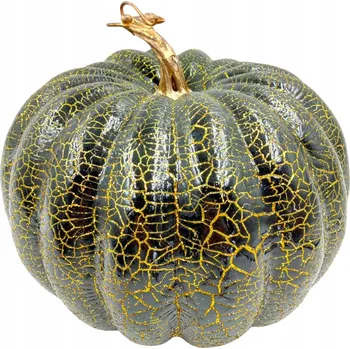 umělá květina Černá umělá dýně 20 cm se zlatým crackle efektem dekorativní