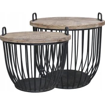 Konferenční stolek Stolek Chic Antique kulatý 57 x 57 x 48 cm černý, odstíny hnědé