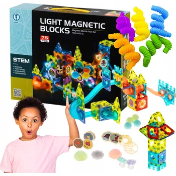 ostatní stavebnice STAVEBNICE STEM KULIČKOVÁ DRÁHA LED3+ MAGNA TILES trubičky 10 ks