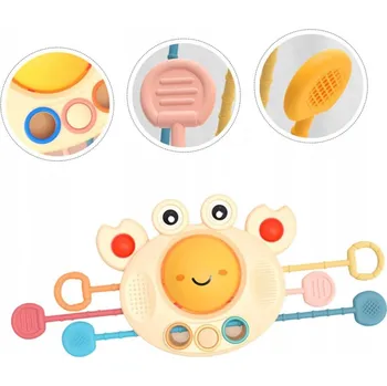 Hračka pro nejmenší HRAČKA SENZORICKÝ KRAB PRO DĚTI 18 M + VÝVOJOVÁ ŠŇŮRKA