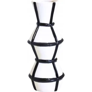 Váza KERAMICKÁ VÁZA S PRUHY BÍLO-ČERNÁ