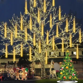 Vánoční dekorace LED světelný řetěz s efektem padajícího sněhu / meteorického roje, venkovní osvětlení 10 KS