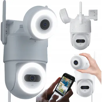 IP kamera Venkovní otočná IP kamera s duálním objektivem, bílá