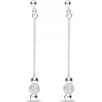 Náušnice Stříbrné náušnice dlouhé visací kuličky ažurové stříbro 925 puzetky