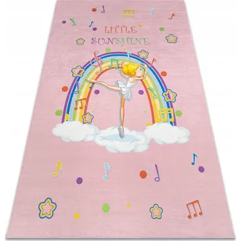 Koberec Koberec pro děti Balerina Duha růžový, pratelný, protiskluzový 200x290 cm