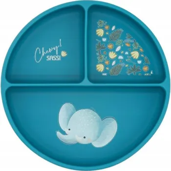 dětská jídelní sada Talířek SASSI modrý silikonový