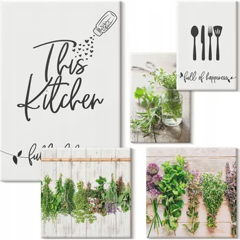 Obraz Sada obrazů na plátně Galerie Bylinkové rustikální inspirace 5 kusů