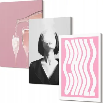 Obraz Kolekce obrazů na plátně Závěsný stylový portrét šampaňské relax 30x20 cm