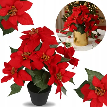 umělá květina Umělý květ v květináči VÁNOČNÍ HVĚZDA vánoční dekorace 35 cm