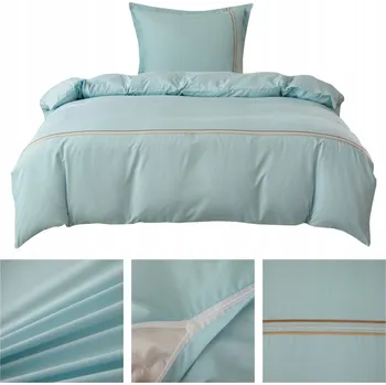 Povlečení Povlečení 140x200 cm, 2 povlaky na polštáře 70x80 cm, hladké s VÝŠIVKOU Lumera, sada MODRÁ