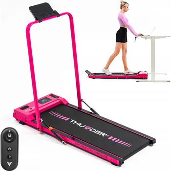 Běžecký pás Malý skládací domácí běžecký pás 2v1 elektrický pod postel 1-8 km/h s kolečky Thunder