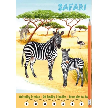 omalovánky Akim Omalovánky Od tečky k tečce + tužka s gumou Safari zvířátka