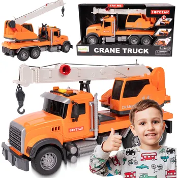 autíčko JEŘÁB STAVEBNÍ S VÝLOŽNÍKEM AUTO OTOČNÉ RAMENO SVĚTLO ZVUK