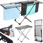 Sušák na prádlo Vilde balkonový, černý, nastavitelný, 110-189 cm