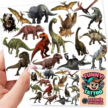 Odstranitelné tetování Vtipné tetovací samolepky pro děti, dinosauři