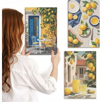 Obraz Vícedílná Sada Obrazů do Galerie Citronová zahrada s nápoji 3x 20x30 cm
