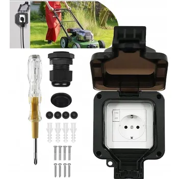 Elektrická zásuvka VENKOVNÍ ELEKTRICKÁ ZÁSUVKA ZAHRADNÍ VODOTĚSNÁ S KOLÍKEM 250V IP66