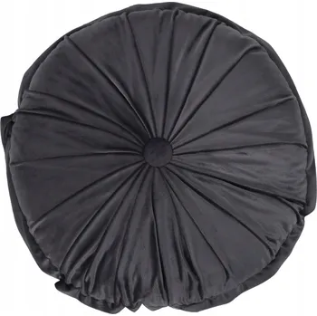 Polštář Polštář šedý velurový kulatý s knoflíkem
