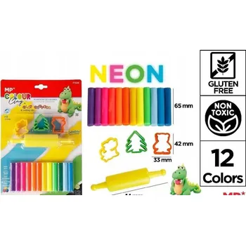 Modelovací hmota Plastelína 12 barev neon, formičky a váleček