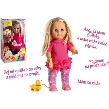 Panenka Panenka Sofinka s pejskem chodící a mluvící plast 42cm na baterie se zvukem v krabici