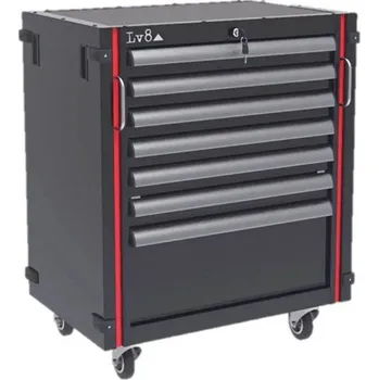 Integrovaný zásuvkový díl na kolečkách pod sůl - 7 zásuvek LV8 EQM7K.7605 s dřevěnou vrchní deskou odolnou proti olejům černý