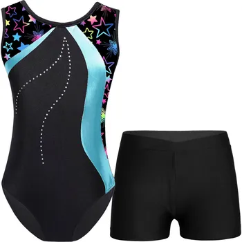 Body GYMNASTICKÝ TEPLÁKOVKA MODRÝ TYRKYSOVÝ S HVĚZDIČKAMI + KRAŤASY VELIKOST 170