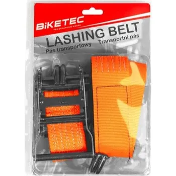 autokoberec 2x BIKETEC TRANSPORTNÍ POPRUHY S HÁKEM 50MM X 4M pro motocykl, skútr, čtyřkolku (QUAD/ATV)