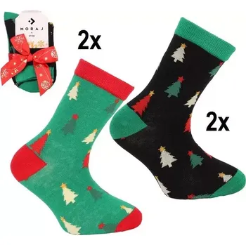 Dětské vánoční ponožky - 2 páry - 27-30 / černá/zelená