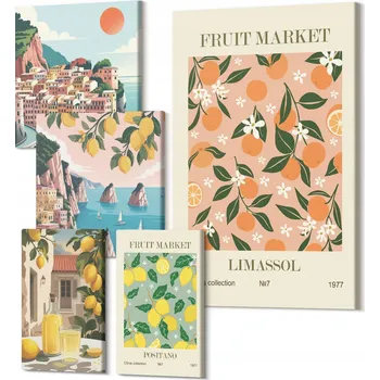 Obraz Dekorativní Sada Obrazů Tištěných na Plátně Ovocné trhy u moře