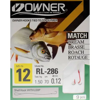 Rybářský háček Háček s návazcem Owner velikost 8, 8 ks plavačkový/na dno