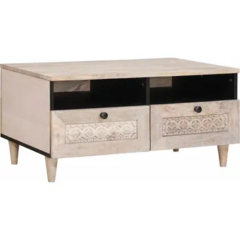 Konferenční stolek vidaXL Konferenční stolek Bílá 80 x 54 x 40 cm Masivní akáciové dřevo [4018129]