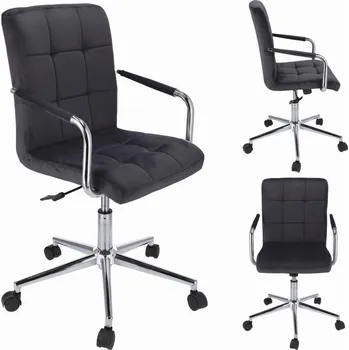 Jídelní židle Otočná sametová židle QUATRO - černá