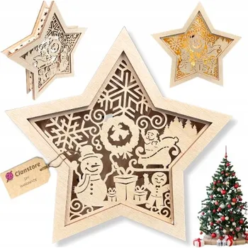 Vánoční dekorace Dřevěná lucerna Clanstore 21,5 cm