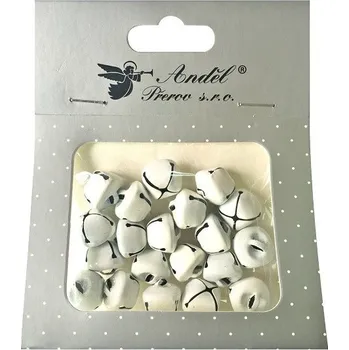 Vánoční dekorace Rolničky - 1,5 cm - bílé - 20 ks - 2079