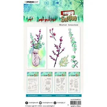 Dětské razítko Gelová razítka Studio Light - Let it snow "Winter branches", 6ks, A6 - větvičky