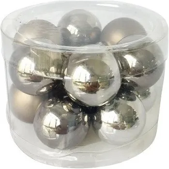 Vánoční dekorace Sada skleněných baněk 2 cm - šedá - 12 ks - 19008