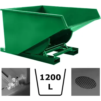 Odpadkový koš Výklopný kontejner (přepravník) 1200 l, s výpustným kohoutem, zelená