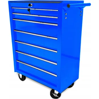 Pojízdný dílenský vozík / skříňka na nářadí se 7 zásuvkami, ZVÝŠENÝ model, MODRÁ barva